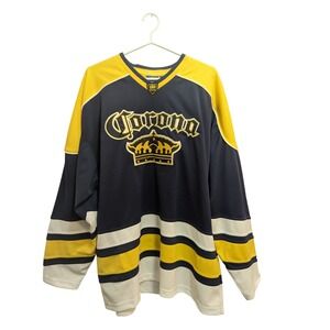 Corona‎ Extra Hockey Jersey Men's XL Navy Yellow White Beer Promo